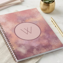 Stoffige Roze Aquarel Abstract Monogram Journaal