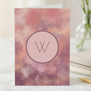 Stoffige Roze Aquarel Abstract Monogram Notitiekaartje