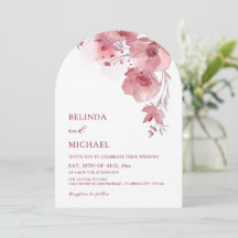 Stoffige Roze Aquarel Bloemen Witte Gebogen Trouwd