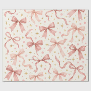 Stoffige Roze Aquarel Boog Eerste Verjaardag Naam Cadeaupapier