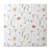 Stoffige Roze Aquarel Wilde Bloem Tegeltje (Voorkant)