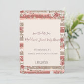 Stoffige Roze Baby Meisje Save the Date (Staand voorkant)