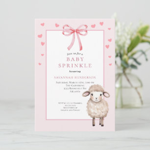 Stoffige Roze Baby Sprinkle met Strik en Knuffel L Kaart