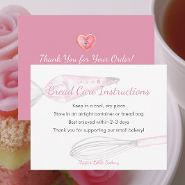 Stoffige roze bakgerei Brood Verzorgingsinstructie Bedankkaart