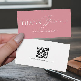 Stoffige Roze Bedankt QR Code Website Visitekaartje