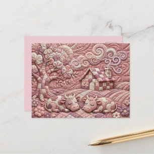 Stoffige Roze Bezienswaardige Gewatteerde Koeien P Briefkaart