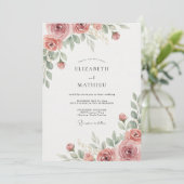 Stoffige Roze Blad Bruiloft Kaart (Staand voorkant)