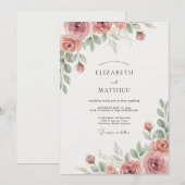 Stoffige Roze Blad Bruiloft Kaart (Voorkant / Achterkant)