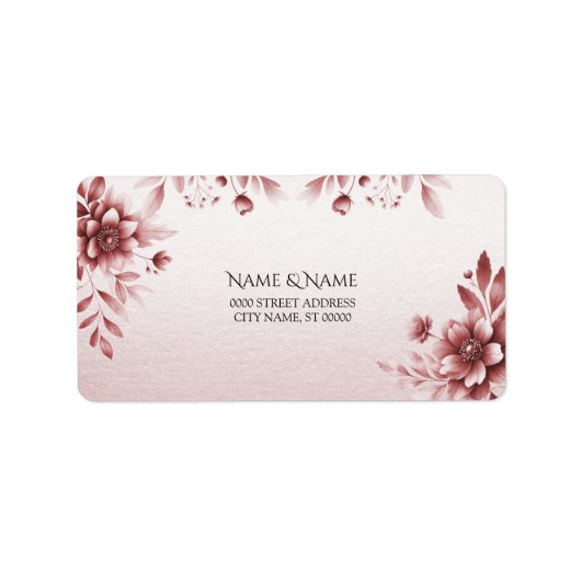 Stoffige Roze Bloem Adreslabel Etiket (Voorkant)