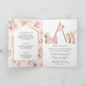 Stoffige roze bloem Boho Beachprieel QR-code bruil (Binnen)