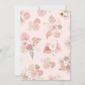 Stoffige Roze Bloem Boho Strandprieel Bruidsuitnod Kaart (Achterkant)