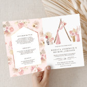 Stoffige roze bloem Boho strandprieel QR-code brui