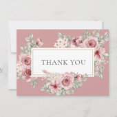 Stoffige Roze Bloem Goud Geometrisch Bedankkaart (Voorkant)