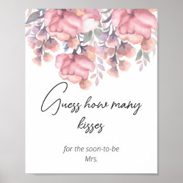 Stoffige Roze Bloem hoe veel kusjes bruidsdouche  Poster