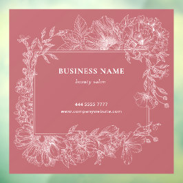 Stoffige Roze Bloem Kader Boutique Salon Bedrijf Raamsticker
