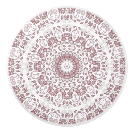 Stoffige Roze Bloem Mandala Keramische Knop (Voorkant)