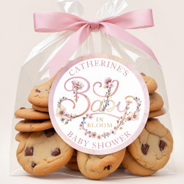 Stoffige Roze Bloemen Baby in Bloom Sticker – Boho