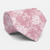 Stoffige Roze Bloemen Batik Stropdas (Opgerold)