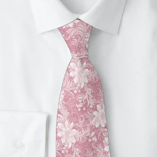 Stoffige Roze Bloemen Batik Stropdas