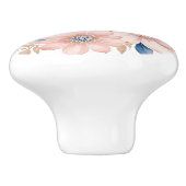 Stoffige Roze Bloemen Blauw Beige Boho Bloemen Keramische Knop (Zijkant)