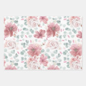 Stoffige roze bloemen Elegant botanisch patroon Inpakpapier Vel (Voorkant 3)
