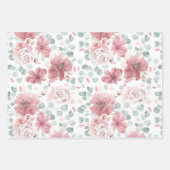 Stoffige roze bloemen Elegant botanisch patroon Inpakpapier Vel (Voorkant 2)