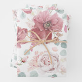 Stoffige roze bloemen Elegant botanisch patroon Inpakpapier Vel (In situ)