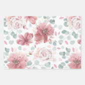 Stoffige roze bloemen Elegant botanisch patroon Inpakpapier Vel (Voorkant)