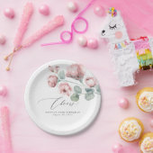 Stoffige roze bloemen Elegant Romantisch Papieren Bordje (Feest)