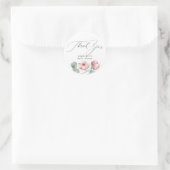 Stoffige Roze Bloemen Elegante Feest Dank Je Ronde Sticker (Tas)