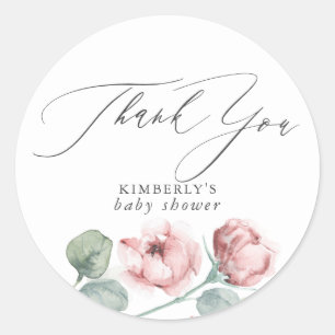 Stoffige roze bloemen Elegante feestdank je Ronde Sticker