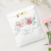 Stoffige Roze Bloemen Elegante Script Bedankt Bedankzakje (Gezegeld)