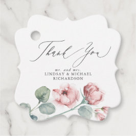 Stoffige Roze Bloemen Elegante Trouw Dankjewel Bedankjes Labels