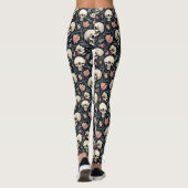 Stoffige roze bloemen en schedels leggings (Achterkant)