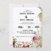 Stoffige Roze Bloemen Trouw Uitnodiging stap voor  (Voorkant)