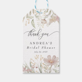 Stoffige Roze Bloemen | Watercolor Bruidsfeest Cadeaulabel