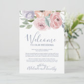 Stoffige Roze Bloemen Welkomstbrief & Reisplan Programmakaart (Staand voorkant)