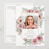 Stoffige Roze Bloemendienst-ordedienstprogramma Kaart (Voorkant / Achterkant)