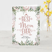 Stoffige Roze Bloemenkrans Beste Moeder Ooit Moede Kaart (Gele Bloem)