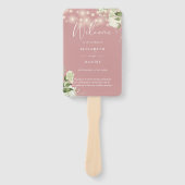 Stoffige Roze Bloemenslinger Lichtjes Huwelijkspro Handwaaier (Voorkant)