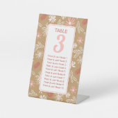 Stoffige roze bloemenzittafel # reclamebord met voetstuk (Voorkant)