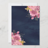 Stoffige roze bloemetjesjurk Navyblauw Gouden Quin Kaart (Achterkant)