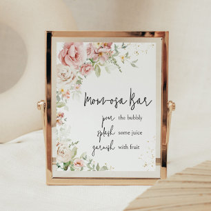 Stoffige Roze Bloemige Baby Shower Moeder Osa Bar Poster