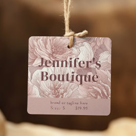 Stoffige Roze Bloemige Boetiek Kledinglabels Contactkaartje