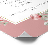 Stoffige Roze Bloemige Botanische Trouwbegroeting Poster (Hoek)