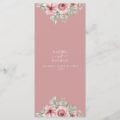 Stoffige Roze Bloemige Botanische Trouwdiner Menu (Achterkant)