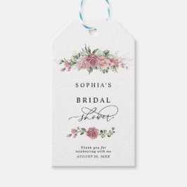 Stoffige Roze Bloemige Bruidsdouche Cadeaulabel