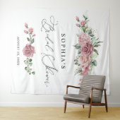 Stoffige Roze Bloemige Bruiloftsborrel Wandkleed (In Situ (horizontaal))