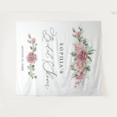 Stoffige Roze Bloemige Bruiloftsborrel Wandkleed (Voorkant (horizontaal))