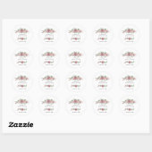 Stoffige Roze Bloemige Bruiloftsdouche Ronde Sticker (Vel)